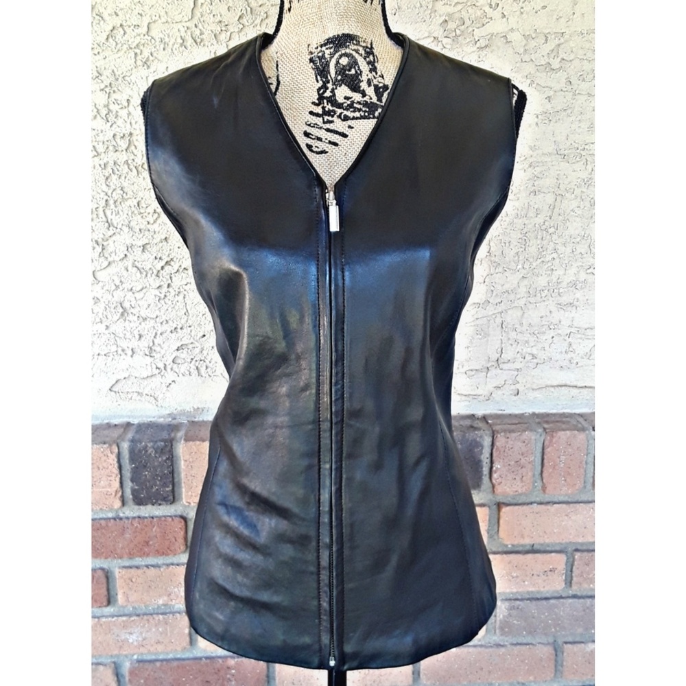 Alfani leather zip up vest